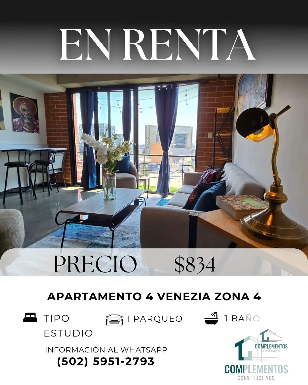 Cuatro Venezia, Apartamento en renta zona 4 — Apartamento en Alquiler en Cuatro Venezia, Zona 4, Guatemala, Ciudad — foto 1 de 10