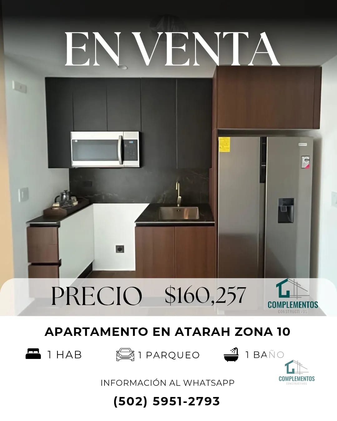 Atarah, Apartamento en Venta Zona 10, 1hab. Tipo Estudio 38.06M2 — Apartamento en Venta en Atarah, Zona 10, Guatemala, Ciudad — foto 1 de 7