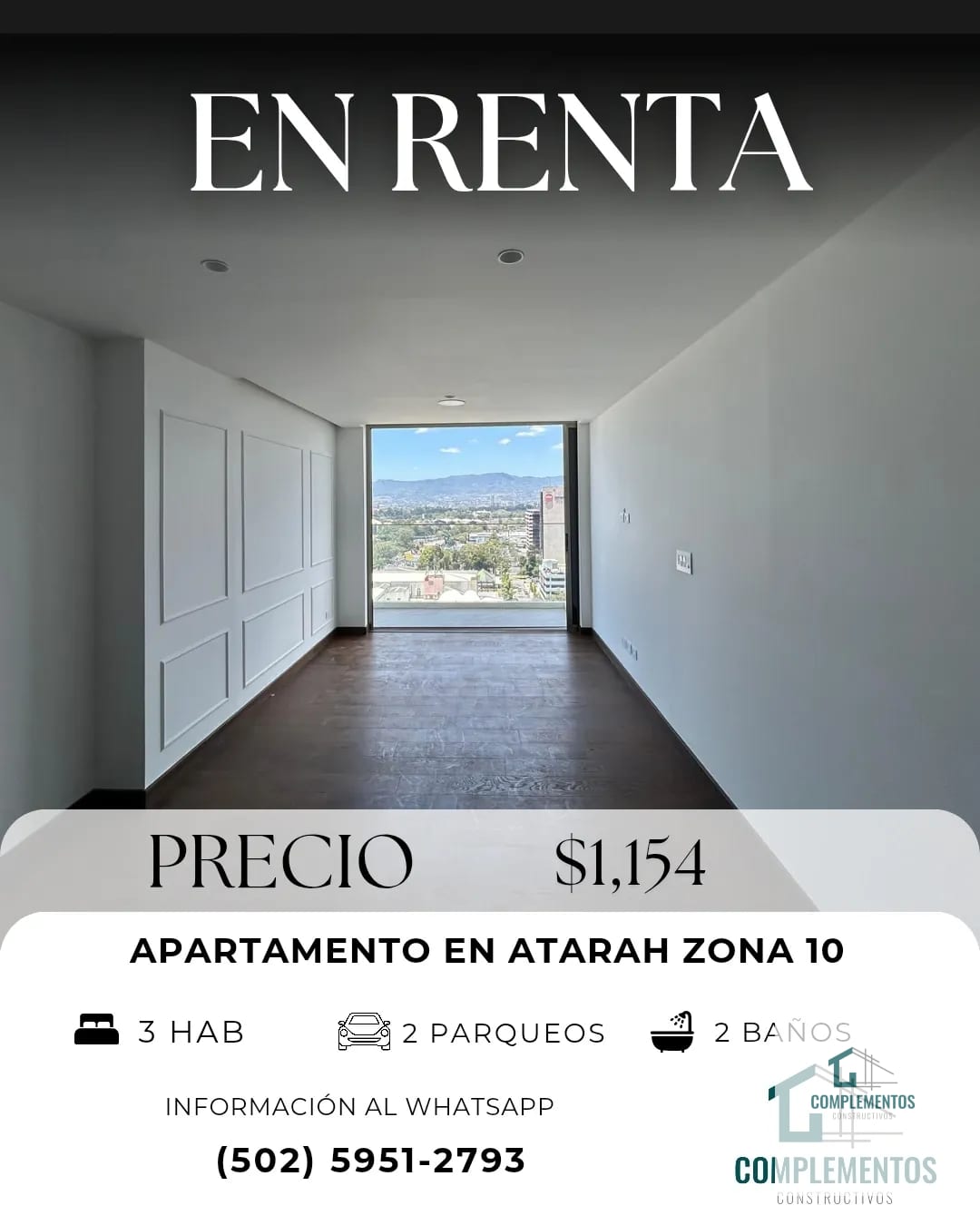 Atarah, Apartamento en Renta zona 10 — Apartamento en Alquiler en Atarah, Zona 10, Guatemala, Ciudad — foto 1 de 9