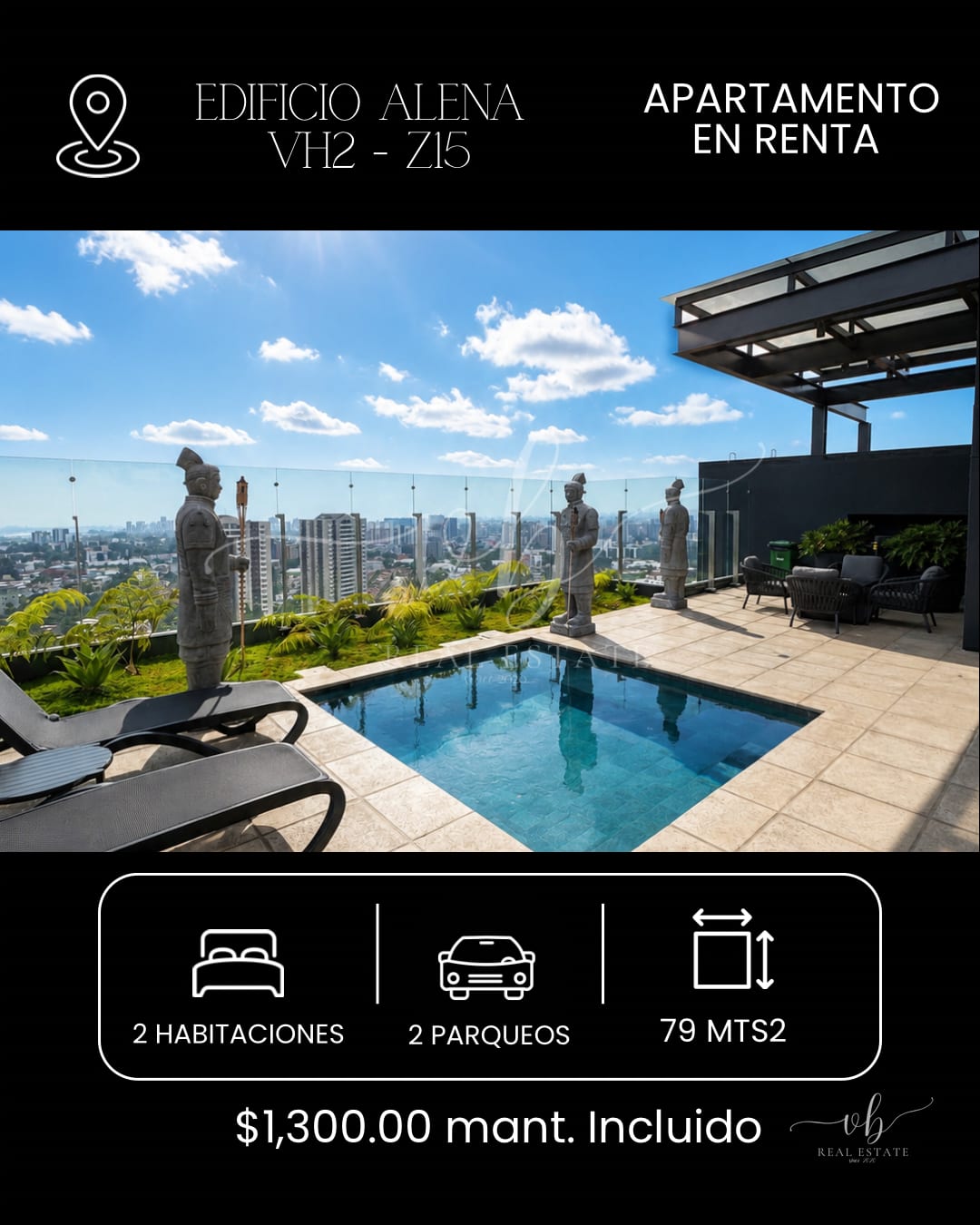 Apartamento en renta - Edificio Alena VH2 z15 — Apartamento en Alquiler en Alena, Zona 15, Guatemala, Ciudad — foto 1 de 1