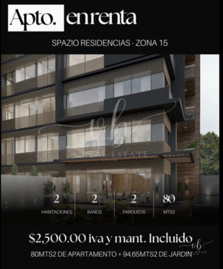 Apartamento nuevo en alquiler en Spazio Residencias — Apartamento en Alquiler en Spazio, Zona 15, Guatemala, Ciudad — foto 1 de 1