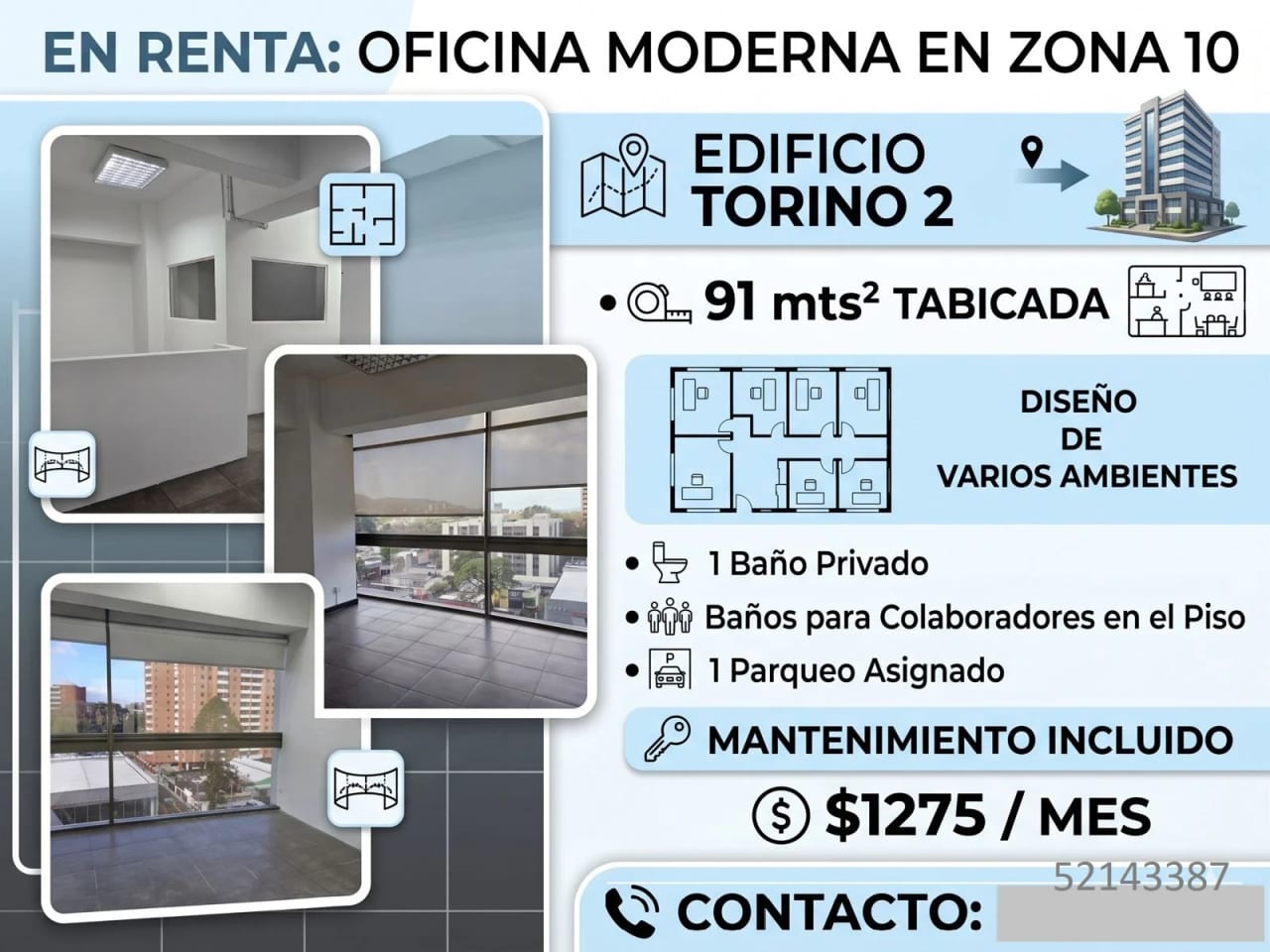 Oficina en Torino 2 — Oficina en Alquiler en Zona 10, Guatemala, Ciudad — foto 1 de 1