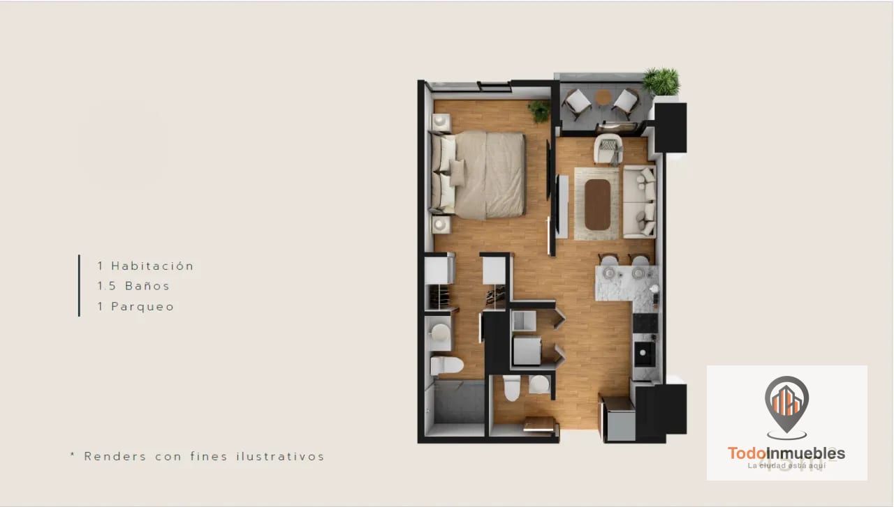 Apartamento de 1 habitación en venta en z10 (en planos) — Apartamento en Venta en Zona 10, Guatemala, Ciudad — foto 8 de 9
