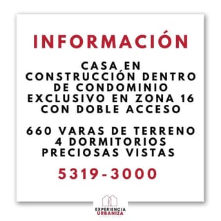 Venta de casa en construcción en condominio  — Casa en Venta en Zona 16, Guatemala, Ciudad — miniatura 1 de 2