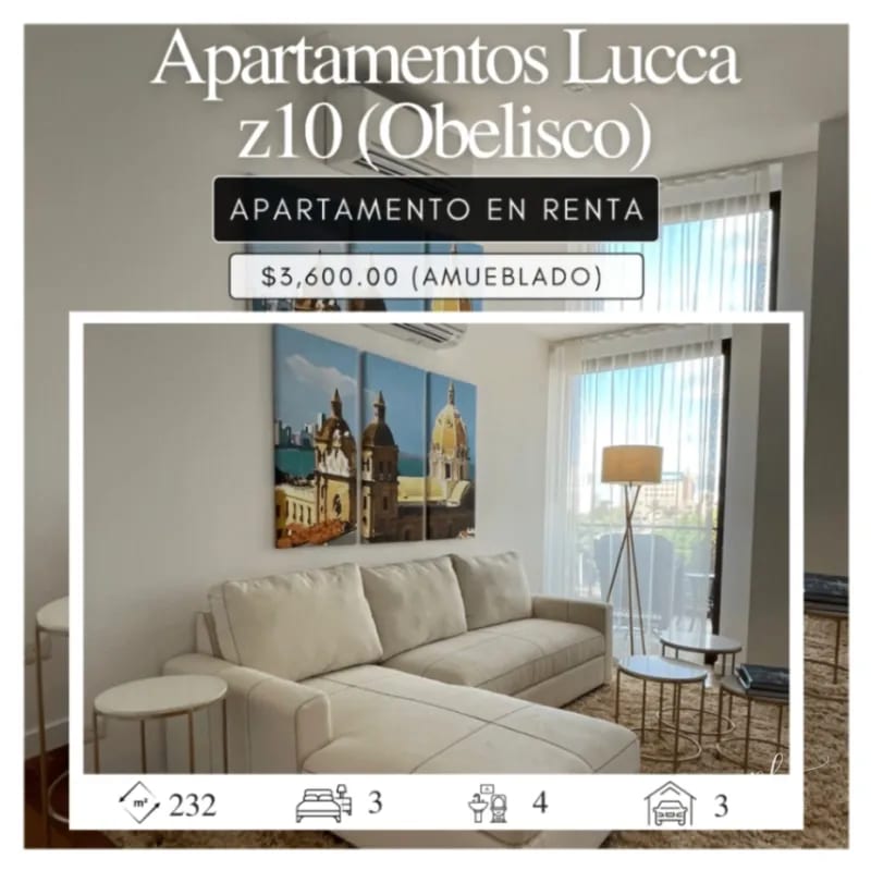 Apartamento amueblado renta - Lucca z10 — Apartamento en Alquiler en Lucca, Zona 10, Guatemala, Ciudad — foto 1 de 1
