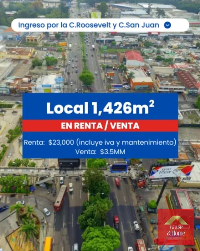 LOCAL COMERCIAL EN VENTA O RENTA SOBRE CALZADA ROOSEVELT Y SAN JUAN — Local en Alquiler en Zona 7, Guatemala, Ciudad — foto 1 de 1