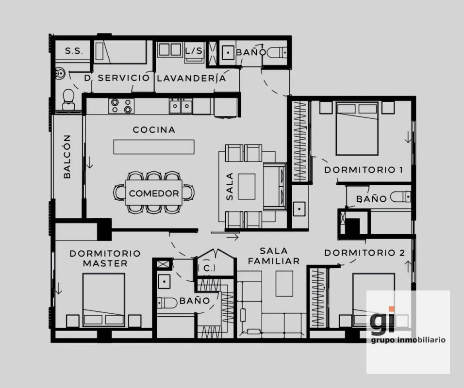 Apartamento de 3 dormitorios + cuarto de servicio en venta en zona 13 — Apartamento en Venta en Zona 13, Guatemala, Ciudad — foto 7 de 12