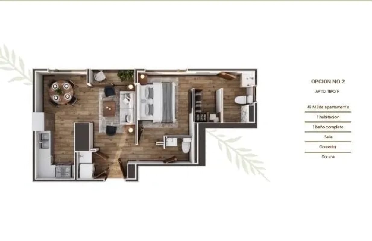 Apartamento en venta, para estrenar, 1 habitaciòn, Edificio Abitare Americas, zona 13 — Apartamento en Venta en Zona 13, Guatemala, Ciudad — foto 3 de 6