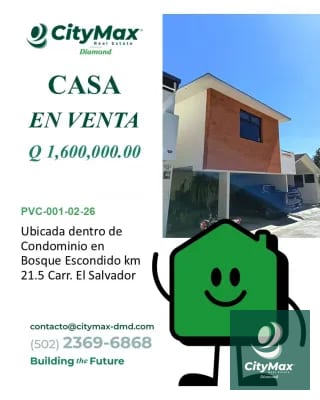 Casa dentro de Condominio en Venta en Bosque Escondido Km 21.5 Carretera a El Salvador — Casa en Venta en Bosque Escondido, Carretera a El Salvador, Guatemala, Ciudad — miniatura 1 de 16