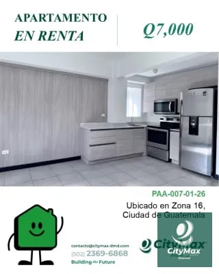 Apartamento en Renta en Zona 16 Ciudad de Guatemala — Apartamento en Alquiler en Zona 16, Guatemala, Ciudad — miniatura 1 de 9