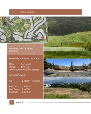Terreno en Venta | El Pulté Golf – Sector 3, Lote T6, Zona 16 — Terreno en Venta en El Pulté Golf, Zona 16, Guatemala, Ciudad — miniatura 4 de 12
