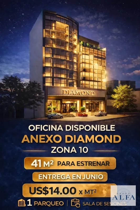 OFICINA RENTA 41 MTS PARA ESTRENAR EDIFICIO NUEVO ANEXO DIAMOND ZONA 10 — Oficina en Alquiler en Zona 10, Guatemala, Ciudad — foto 1 de 4
