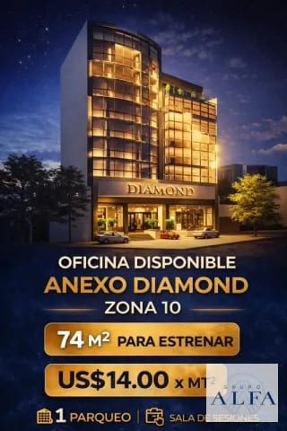 OFICINA 74 MTS2 PARA ESTRENAR ZONA 10 ANEXO DIAMOND — Oficina en Alquiler en Zona 10, Guatemala, Ciudad — miniatura 1 de 4