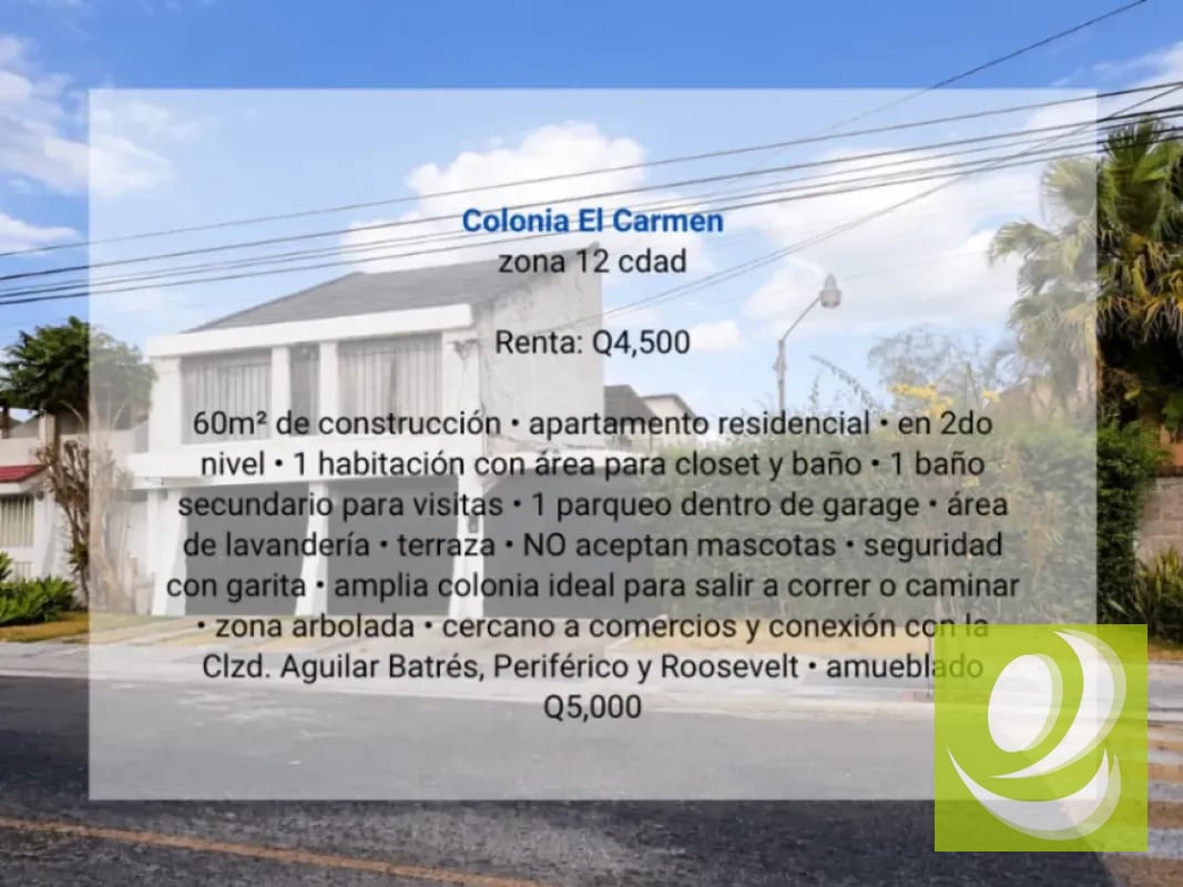 Apartamento en Renta en Colonia El Carmen zona 12 cdad — Apartamento en Alquiler en Zona 12, Guatemala, Ciudad — foto 3 de 9
