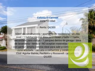 Apartamento en Renta en Colonia El Carmen zona 12 cdad — Apartamento en Alquiler en Zona 12, Guatemala, Ciudad — miniatura 3 de 9